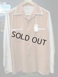 1950'S BUD BERMA 2TONE PANEL RAYON SHIRT SZ/M