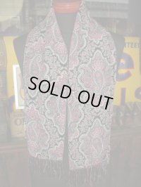 〜1950'S VINTAGE RAYON SCARF/BLACK PAISLEY