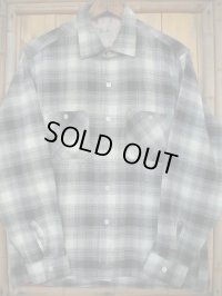 1950'S〜 DEADSTOCK BLOCKS BLACK/WHITE SHADOW PLAID RAYON SHIRT SZ/M
