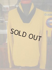 1950'S JERSILD YELLOW X BLACK SHAWL COLLAR SWEATER SIZE/M