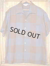 1950'S〜 PENNEYS TOWNCRAFT ITALIAN COLLAR RAYON PLAID SHIRT SZ/L