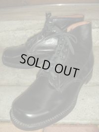 1940'S DEADSTOCK BELGIUM BLACK PLAIN TOE WORK BOOTS SZ/42