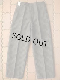 1930'S DEADSTOCK EURO BELTED WAIST WOOL STRIPE TROUSERS 31X30