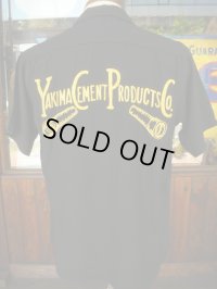 1950'S YAKIMA CEMENT PRODUCTS CO, BLACK RAYON BOWLING SHIRT SZ/M 