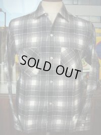 1960'S DEADSTOCK HUNTERS LANE WHITEXBLACK FLANNEL SHIRT SZ/SMALL