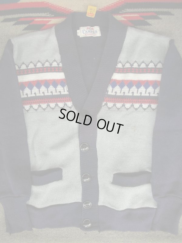 画像4: 1950'S DEADSTOCK CAMPUS COTTON KNIT CARDIGAN/SIZE32/NAVY