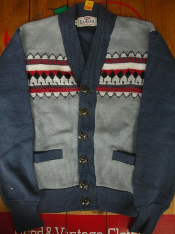 画像5: 1950'S DEADSTOCK CAMPUS COTTON KNIT CARDIGAN/SIZE30/S,BLUE