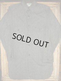 1940'S MAN SIZE BLACK CHAMBRAY SHIRT 14 1/2 SMALL