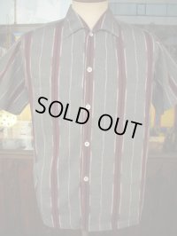 1950'S JAYSON ITALIAN COLLAR STRIPE COTTON  SHIRT SZ/M