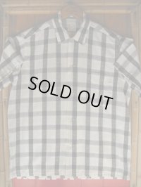 1950'S〜 PILGRIM BLACK X WHITE PLAID COTTON SPORTS SHIRT SZ/S 