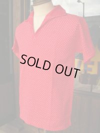1950'S DEADSTOCK WELGRUME WHITE DOTS R'N'R PULLOVER SHIRT SZ/M