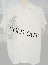 1940'S PADDLE & SADDLE TROPICAL PRINTED COTTON  SHIRT SZ/L 