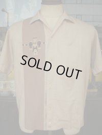 1950'S〜 NAT NAST TWO TONE BORDER PANEL RAYON BOWLING SHIRT SZ/M 