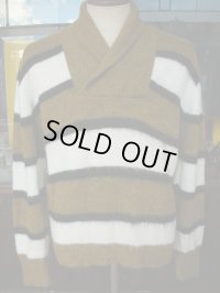 1950'S〜　CAMPUS SHAWL COLLAR BORDER SWEATER SIZE/M 40-42