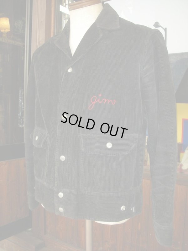 画像8: 1930'S EMBROIDERED BLACK CORDUROY A-1 SPORTS JACKET