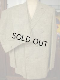 1950'S DI PILLO FLECK STRIPE WOOL DOUBLE BREASTED SUIT SZ/42/W36