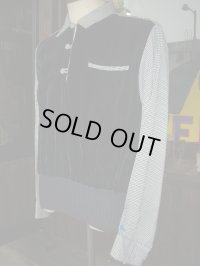 1950'S CAMPUS VELVET PANELED RAYON PULLOVER SHIRT SIZE/ML