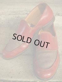 1950'S BATES NYLON MESH X LEATHER SIDE GORE SLIP ON SHOES 9HD