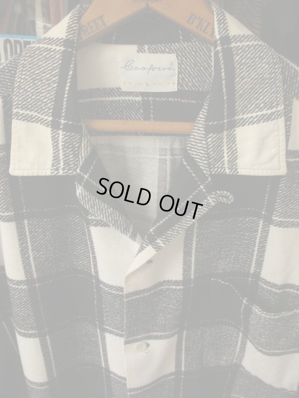 画像5: 1950'S COOPERS WHITE X BLACK PLAID PRINTED FLANNEL SHIRT SZ/L 