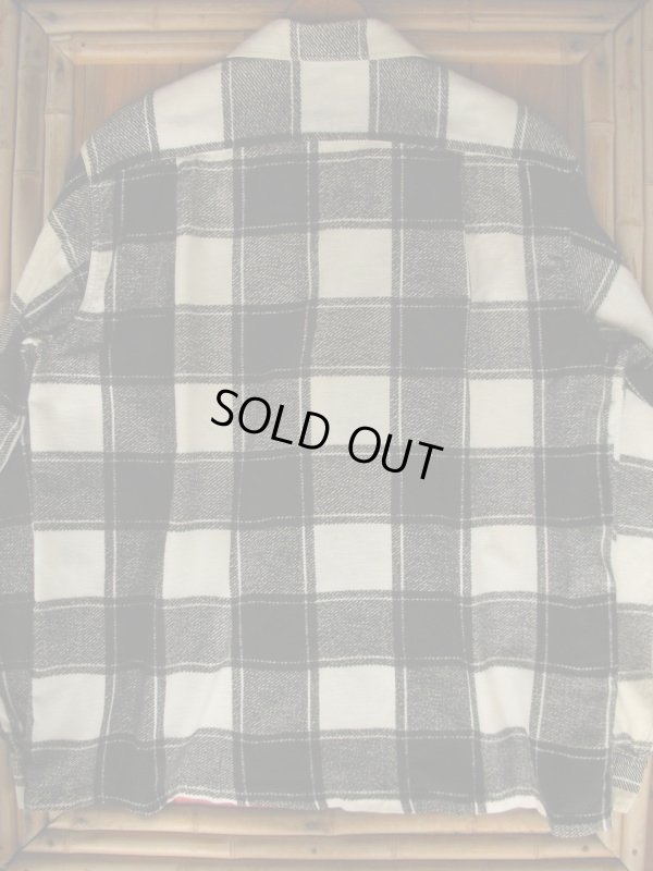 画像4: 1950'S COOPERS WHITE X BLACK PLAID PRINTED FLANNEL SHIRT SZ/L 