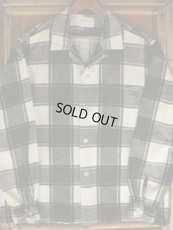 画像3: 1950'S COOPERS WHITE X BLACK PLAID PRINTED FLANNEL SHIRT SZ/L 