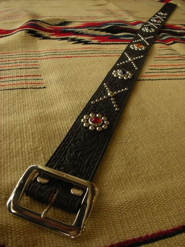 画像4: RAWHIDE STUDDED & JEWELED BELT LOT-105/ 1-3/4"[44MM] 