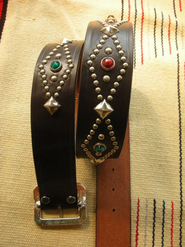 画像4: RAWHIDE STUDDED & JEWELED BELT LOT-110/ 1-3/4"[44MM] 