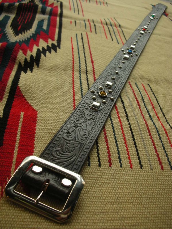 画像3: RAWHIDE STUDDED & JEWELED BELT LOT-102/ 1-3/4"[44MM] 