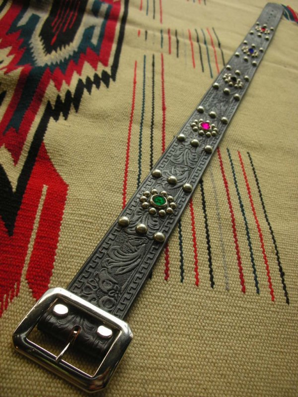 画像3: RAWHIDE STUDDED & JEWELED BELT LOT-103A/ 1-3/4"[44MM] 