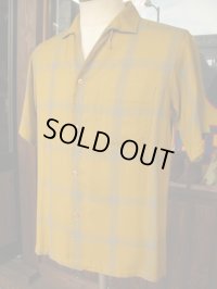 1950'S〜 SMITHS ITALIAN COLLAR PLAID RAYON SHIRT SZ/SMALL