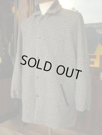 1950'S SUNSET BLACK X GRAY HOUNDSTOOTH WOOL FARAOH COAT 