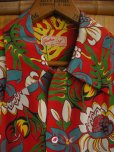 画像5: 1950'S JANTZEN FLOWER PRINTED RED RAYON HAWAIIAN SHIRT /M (5)
