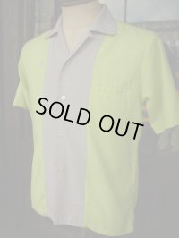 1960'S DA VINCHI TWO TONE FRONT PANEL RAYON SHIRT SZ/S 