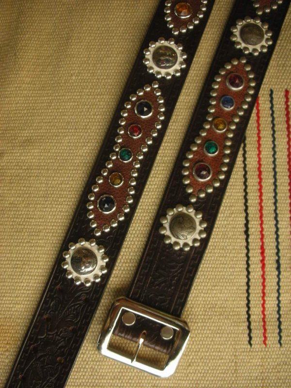 画像4: RAWHIDE STUDDED & JEWELED BELT LOT-116/ 1-3/4"[44MM] 