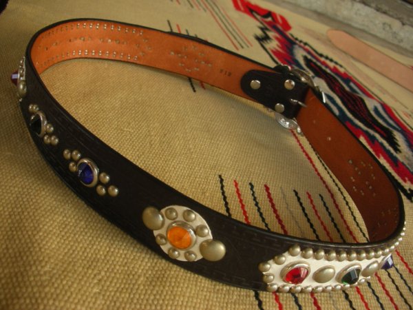 画像5: RAWHIDE STUDDED & JEWELED BELT LOT-212/ 1-1/2"[38MM] 