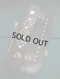 RAWHIDE STUDDED & JEWELED TRUCKERS WALLET LOT-501/BLACK/1