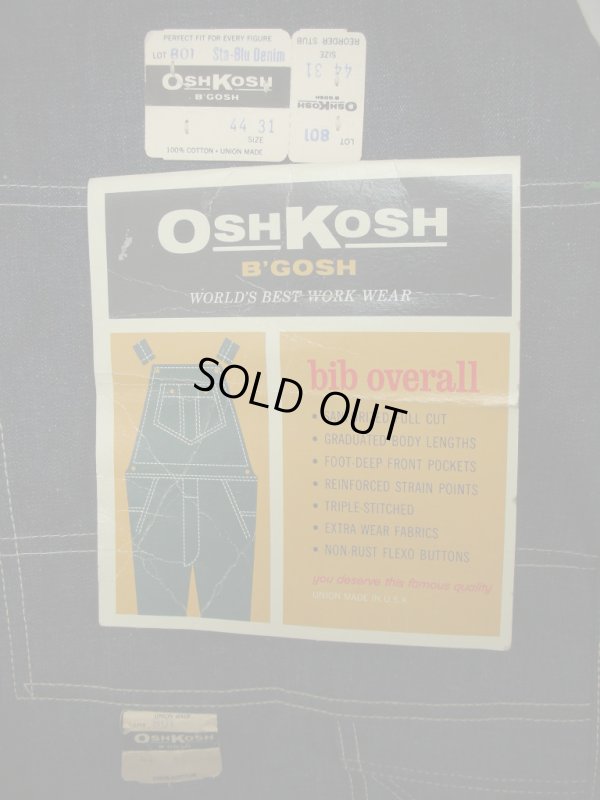 画像1: 〜1970'S DEAD OSH KOSH KICKORY INDIGO DENIM OVERALLS 44X31