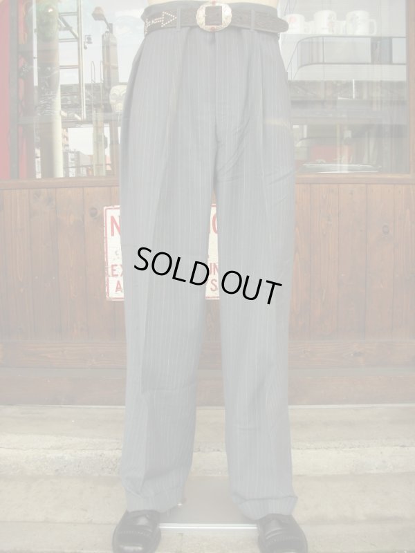 画像4: 1940'S DEADSTOCK COTTON/WOOL STRIPE TROUSERS 32X32