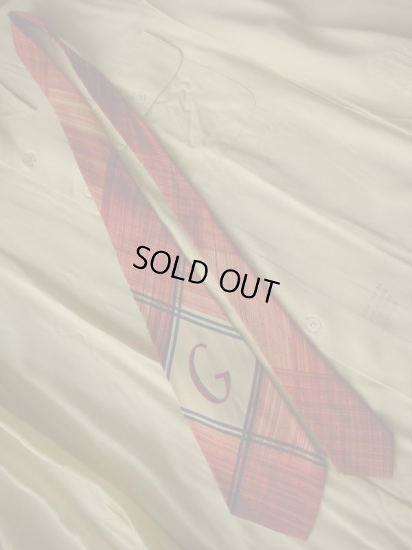 画像4: 1950'S UNKNOWN "G" INITIAL HAND PAINTED RAYON WIDE TIE