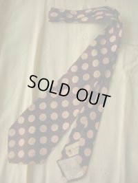 〜1950'S VAN HEUSEN BROWN & PINK POLKADOT RAYON SATEN WIDE TIE