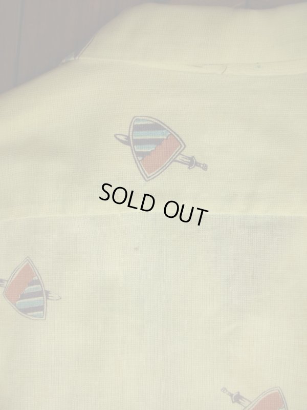 画像9: 1950'S SPORTSWEARS NIGHTS OF CASTLE HORIZONTAL PRINT COTTON SHIRT/L 