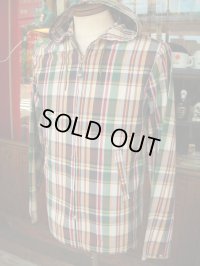 1950'S〜 CAMPUS PLAID COTTON ZIP UP HOODED PARKA SIZE/36 