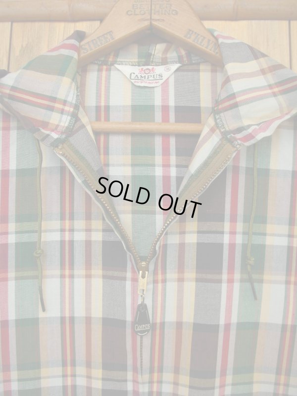 画像6: 1950'S〜 CAMPUS PLAID COTTON ZIP UP HOODED PARKA SIZE/36 