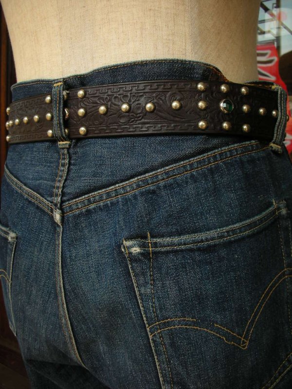 画像9: RAWHIDE STUDDED & JEWELED BELT LOT-129/ 1-3/4"[44MM] 