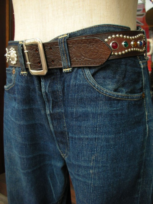 画像7: RAWHIDE STUDDED & JEWELED BELT LOT-116/ 1-3/4"[44MM] 