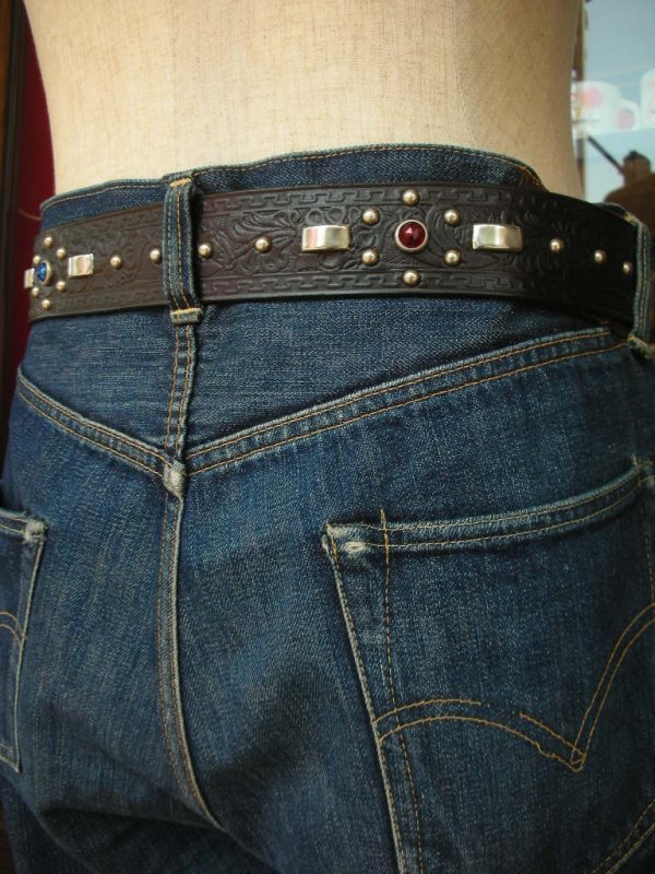 画像9: RAWHIDE STUDDED & JEWELED BELT LOT-102/ 1-3/4"[44MM] 