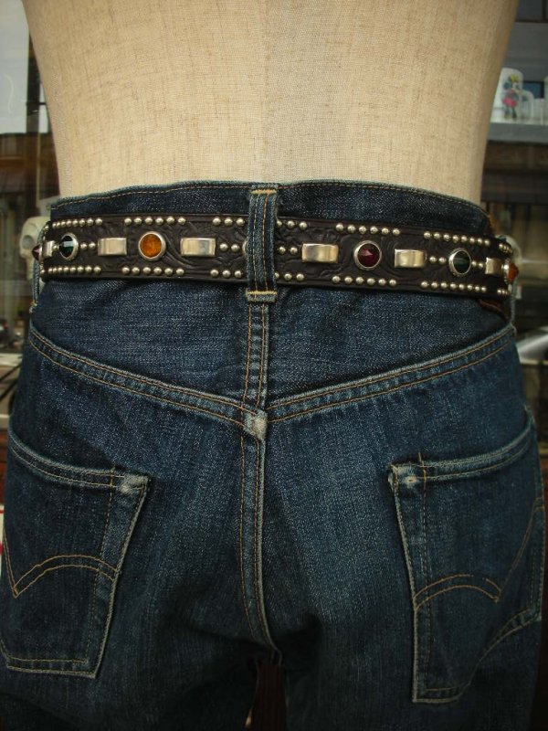 画像8: RAWHIDE STUDDED & JEWELED BELT LOT-327/ 1-3/8"[35MM] 