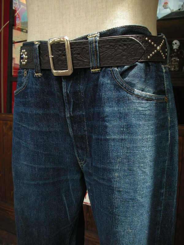 画像7: RAWHIDE STUDDED & JEWELED BELT LOT-105/ 1-3/4"[44MM] 