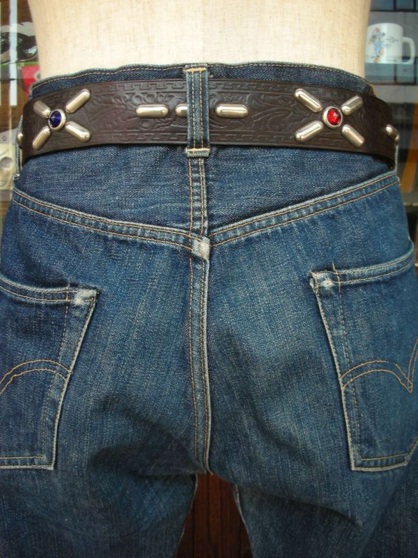 画像8: RAWHIDE STUDDED & JEWELED BELT LOT-135/ 1-3/4"[44MM] 