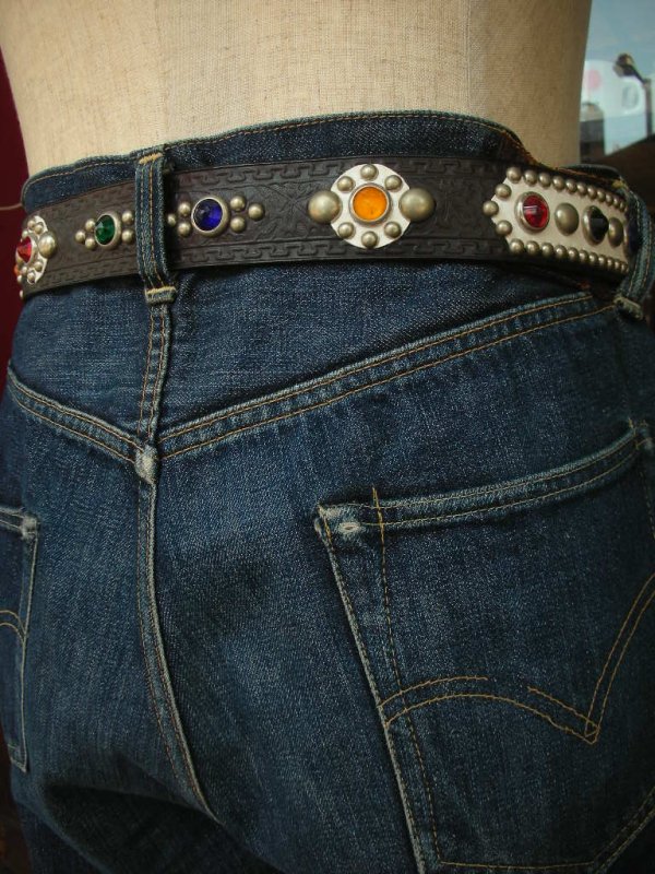 画像9: RAWHIDE STUDDED & JEWELED BELT LOT-212/ 1-1/2"[38MM] 